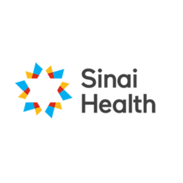 the words "sinai health" next to a tri-colour star